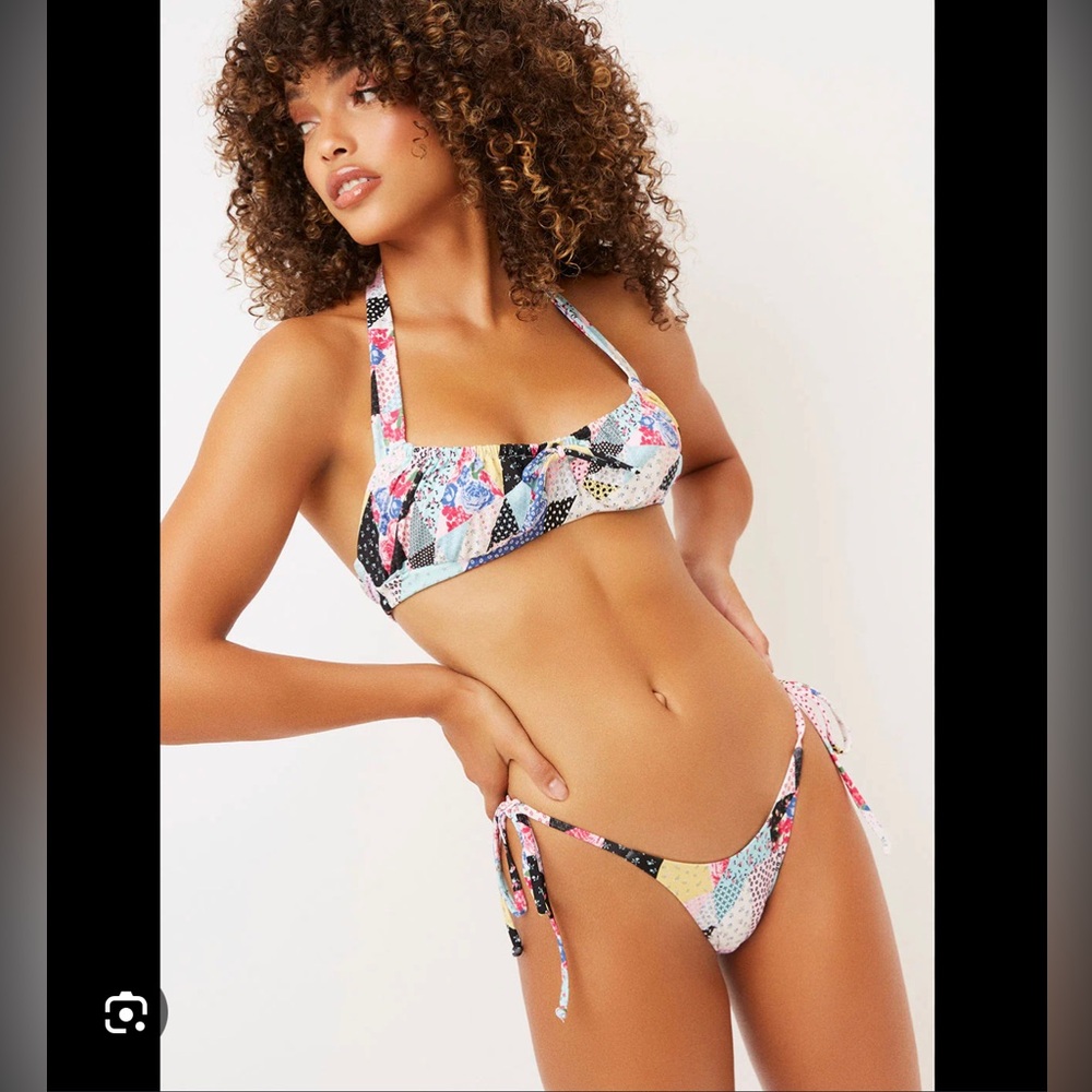 Frankie’s bikinis in patchwork set, new with tags